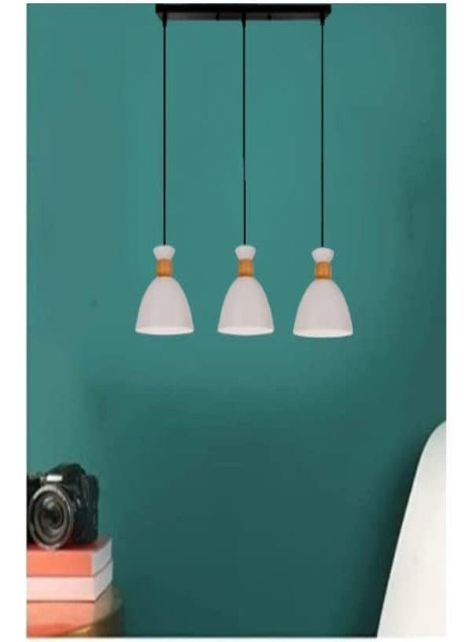 kinis KIN-720 White Modern Cluster Pendant Lights Nordic Linear Cluster Hanging Light/Cluster Ceiling Light/Three Pendant Lamp to Décor Home/Living Room/Bedroom/Office/Dining/Cafe (with Bulb) - Image 2